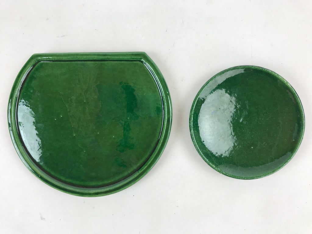Japanese Tea Ceremony Ceramic Oil Lantern Tankei Vtg Stand Storage Green PY502