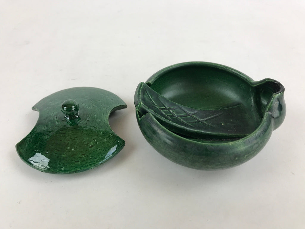 Japanese Tea Ceremony Ceramic Oil Lantern Tankei Vtg Stand Storage Green PY502