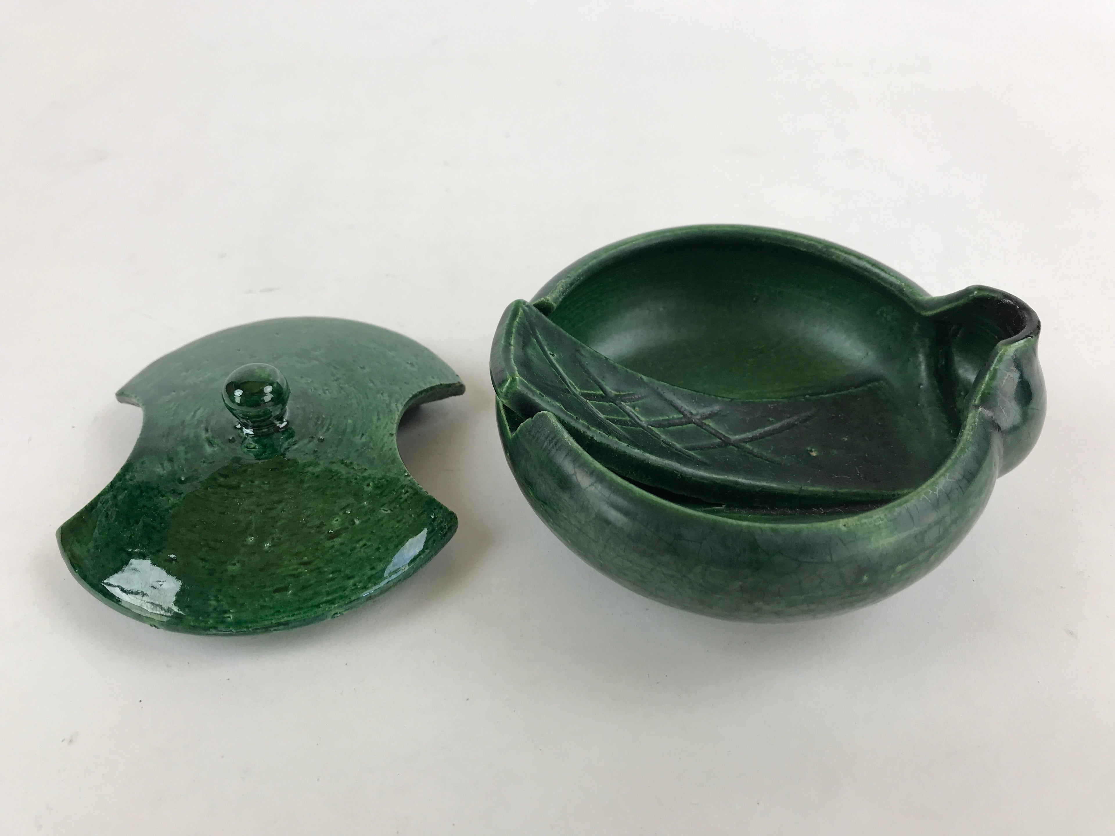 Japanese Tea Ceremony Ceramic Oil Lantern Tankei Vtg Stand Storage Green PY502