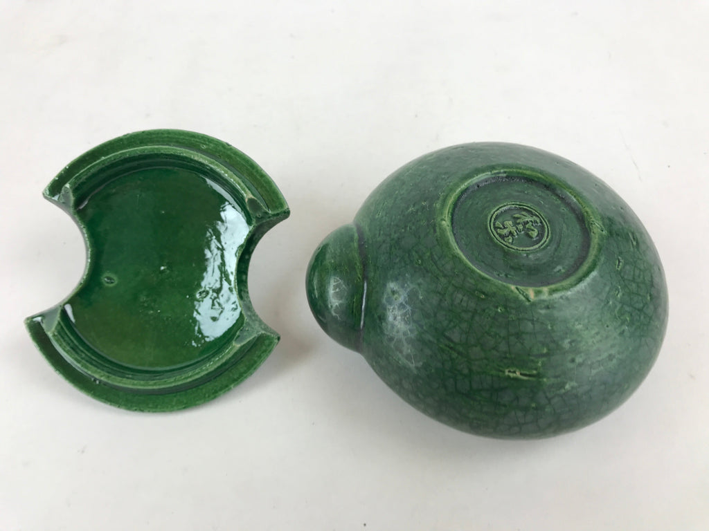 Japanese Tea Ceremony Ceramic Oil Lantern Tankei Vtg Stand Storage Green PY502