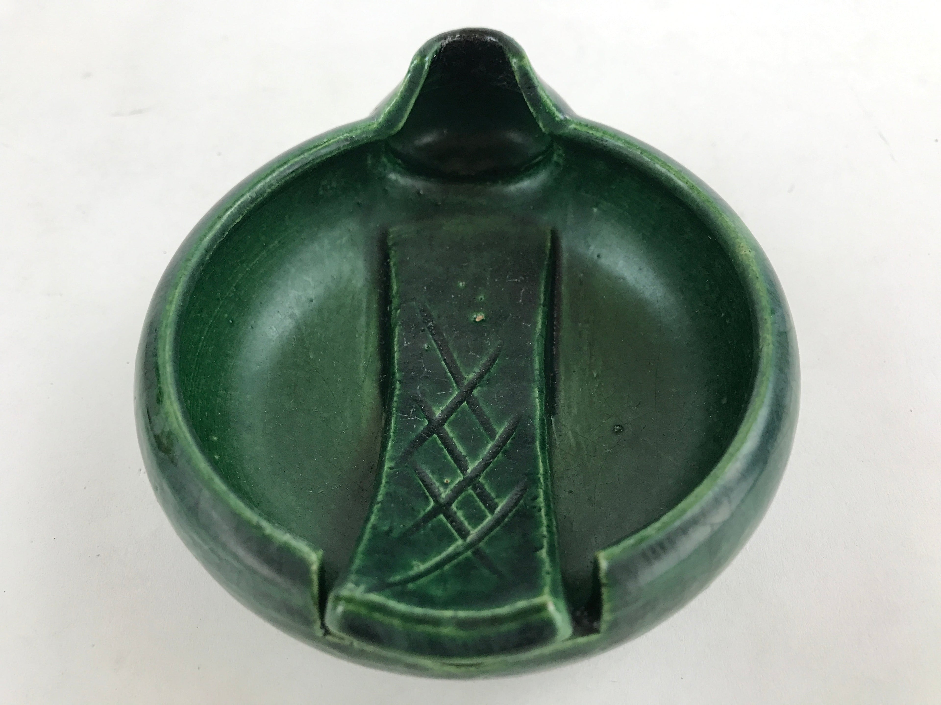 Japanese Tea Ceremony Ceramic Oil Lantern Tankei Vtg Stand Storage Green PY502