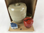 Japanese Tea Ceremony Set Chabako Wooden Box Vtg Pottery Chawan PX712