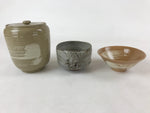 Japanese Tea Ceremony Set Chabako Wooden Box Vtg Pottery Chawan PX712
