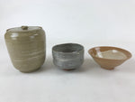 Japanese Tea Ceremony Set Chabako Wooden Box Vtg Pottery Chawan PX712