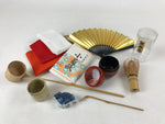 Japanese Tea Ceremony Set Chabako Wooden Box Vtg Pottery Chawan PX712