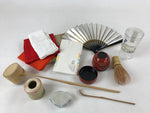 Japanese Tea Ceremony Set Chabako Wooden Box Vtg Pottery Chawan PX712