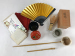Japanese Tea Ceremony Set Chabako Wooden Box Vtg Pottery Chawan PX718