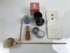 Japanese Tea Ceremony Set Chabako Wooden Box Vtg Pottery Chawan Sado PX750