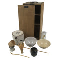 Japanese Tea Ceremony Set Chabako Wooden Box Vtg Pottery Chawan Sado PX779