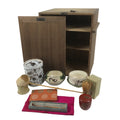 Japanese Tea Ceremony Set Chabako Wooden Box Vtg Pottery Chawan Sado PX785