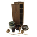 Japanese Tea Ceremony Set Chabako Wooden Box Vtg Pottery Chawan Sado PX788