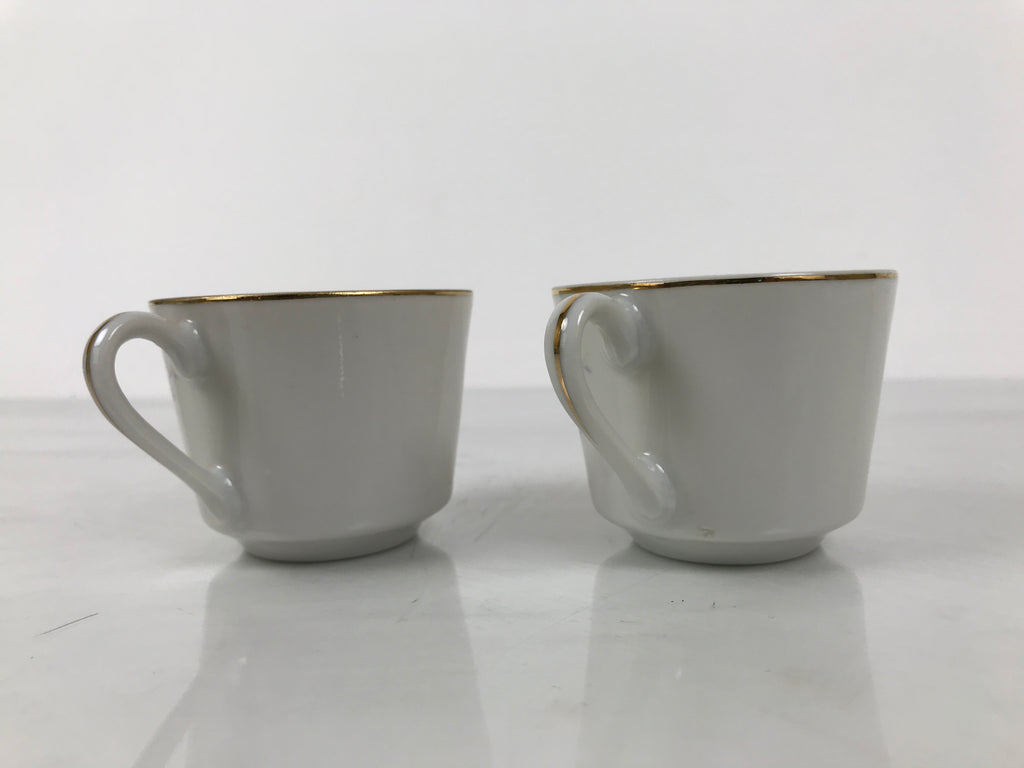 Japanese Tea Set Porcelain Metal White Floral Cup Saucer Spoon Wooden Box JK927