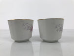 Japanese Tea Set Porcelain Metal White Floral Cup Saucer Spoon Wooden Box JK927