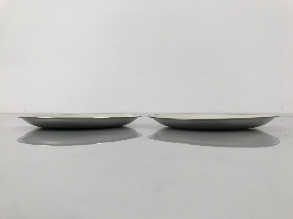 Japanese Tea Set Porcelain Metal White Floral Cup Saucer Spoon Wooden Box JK927