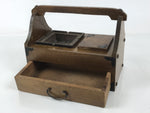 Japanese Tobacco Bon Vtg Wood Smoking Tray Iron Ashtray Tea Ceremony Brown L483