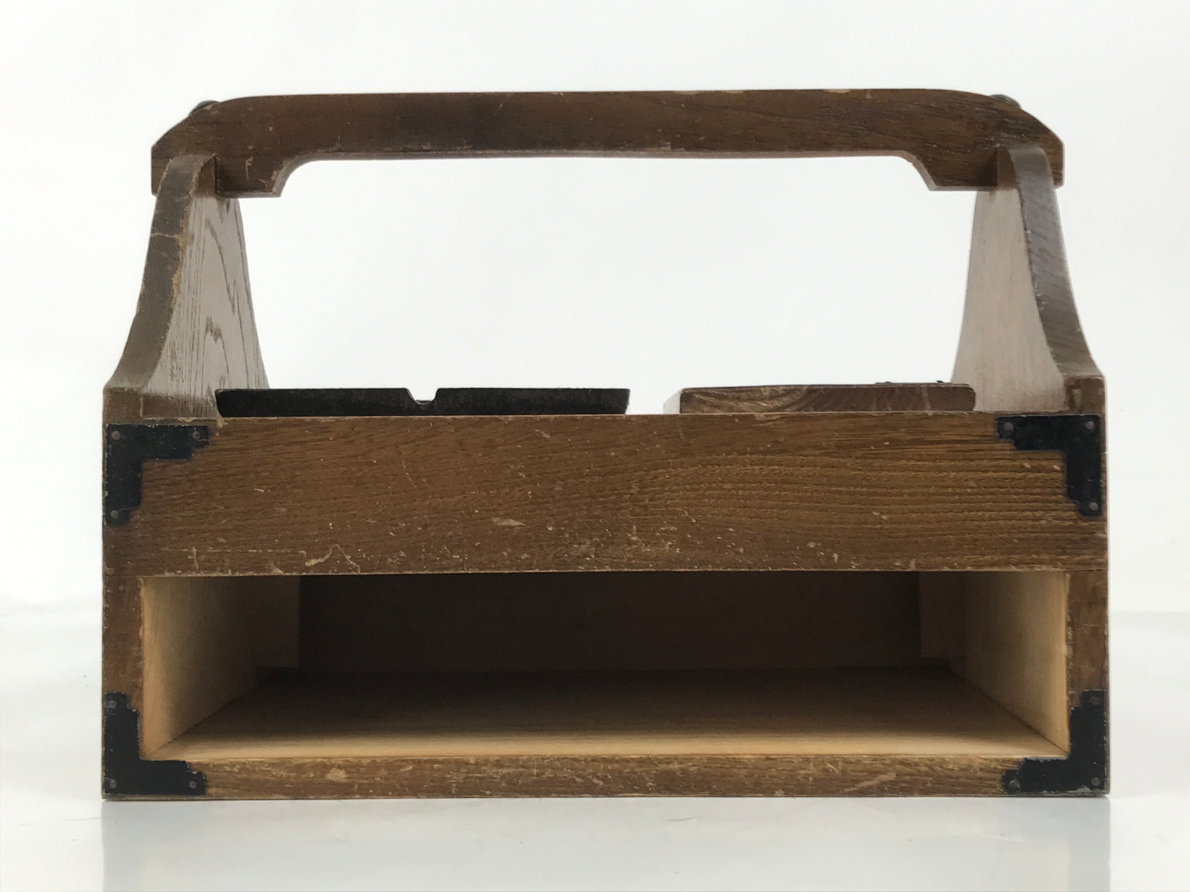 Japanese Tobacco Bon Vtg Wood Smoking Tray Iron Ashtray Tea Ceremony Brown L483