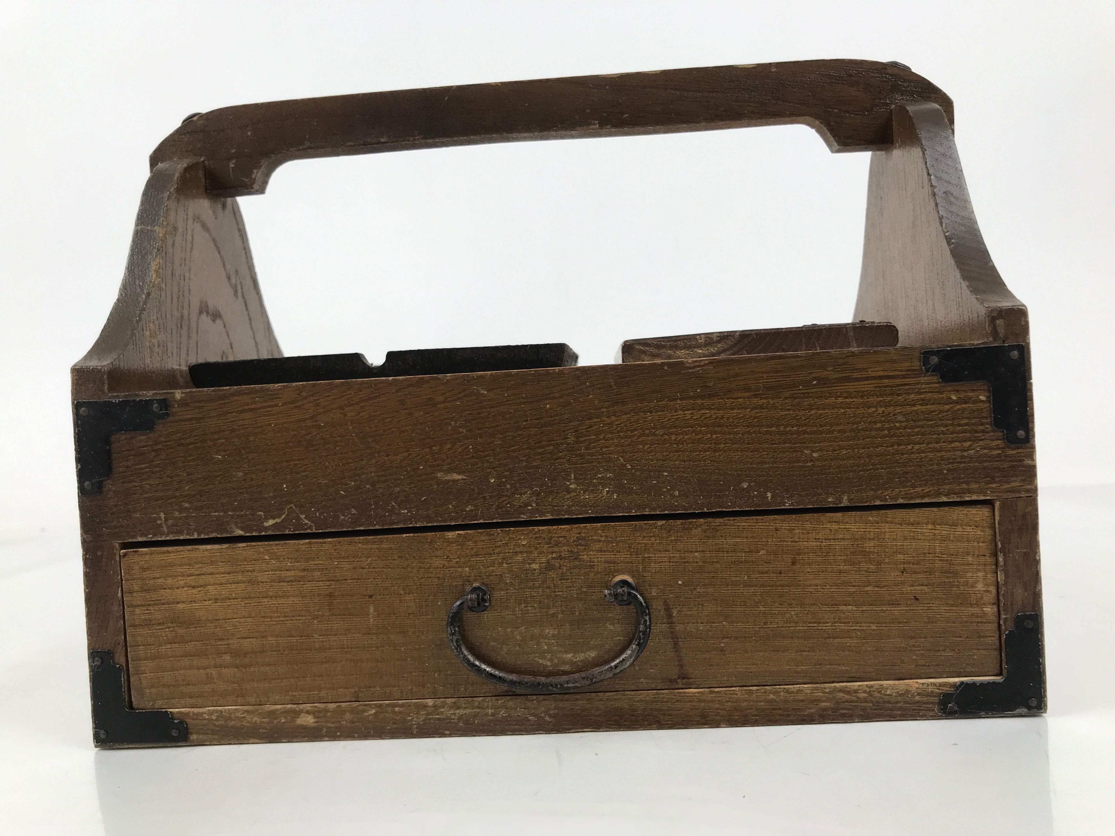 Japanese Tobacco Bon Vtg Wood Smoking Tray Iron Ashtray Tea Ceremony Brown L483