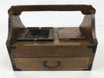 Japanese Tobacco Bon Vtg Wood Smoking Tray Iron Ashtray Tea Ceremony Brown L483