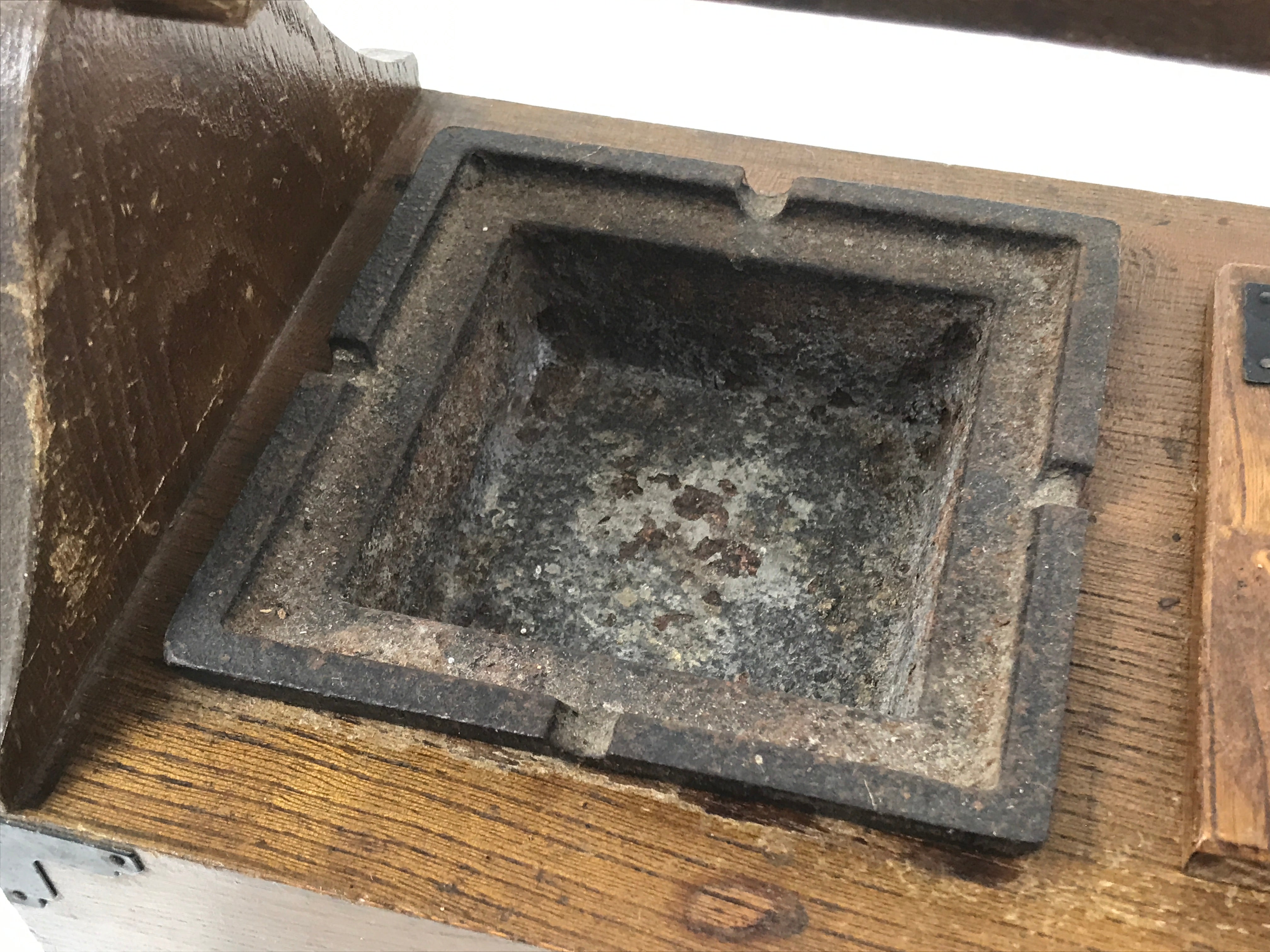 Japanese Tobacco Bon Vtg Wood Smoking Tray Iron Ashtray Tea Ceremony Brown L483