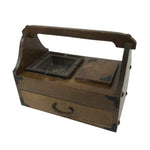 Japanese Tobacco Bon Vtg Wood Smoking Tray Iron Ashtray Tea Ceremony Brown L483