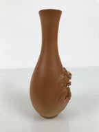 Japanese Tobe Ware Ceramic Flower Vase Vtg Ikebana Kabin Sculpture Brown FK233