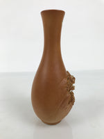 Japanese Tobe Ware Ceramic Flower Vase Vtg Ikebana Kabin Sculpture Brown FK233