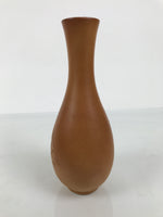 Japanese Tobe Ware Ceramic Flower Vase Vtg Ikebana Kabin Sculpture Brown FK233