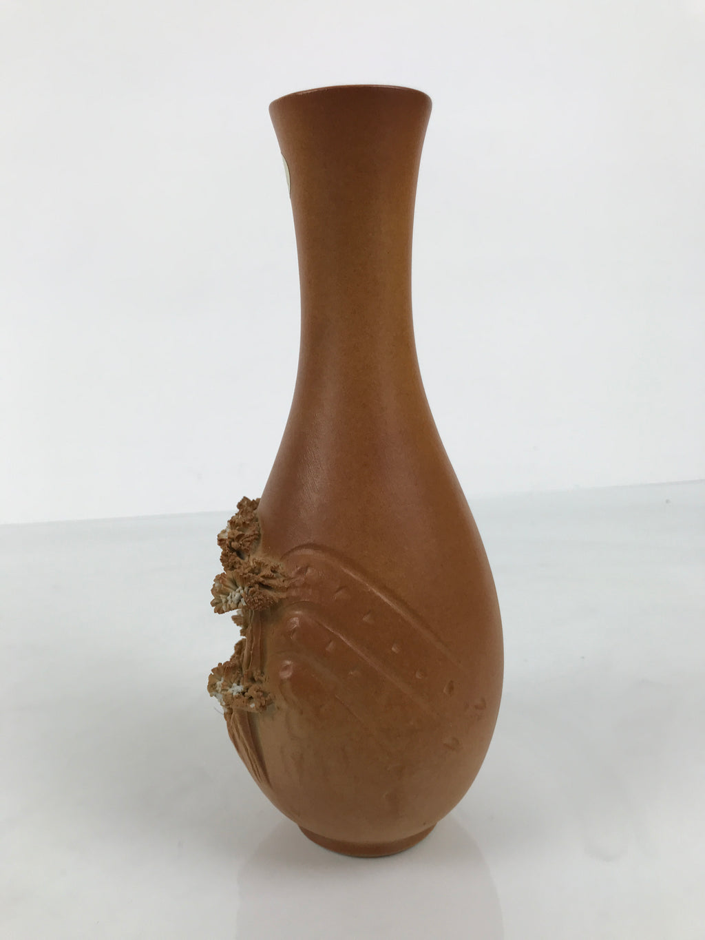 Japanese Tobe Ware Ceramic Flower Vase Vtg Ikebana Kabin Sculpture Brown FK233