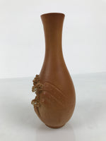 Japanese Tobe Ware Ceramic Flower Vase Vtg Ikebana Kabin Sculpture Brown FK233