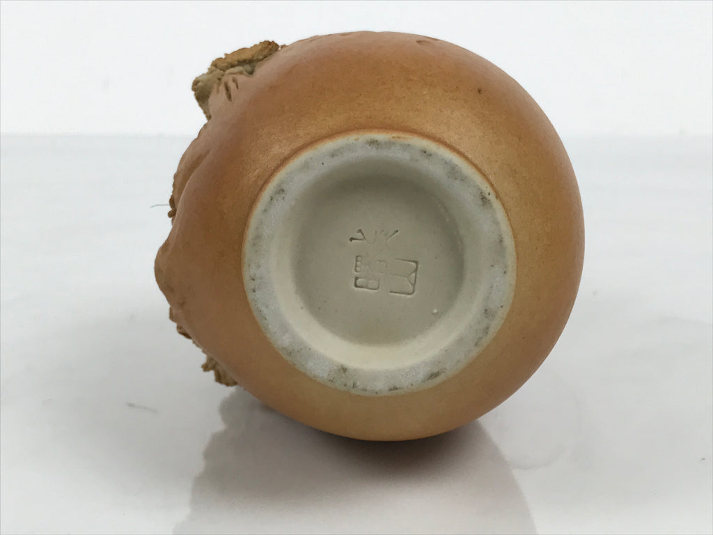 Japanese Tobe Ware Ceramic Flower Vase Vtg Ikebana Kabin Sculpture Brown FK233