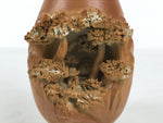 Japanese Tobe Ware Ceramic Flower Vase Vtg Ikebana Kabin Sculpture Brown FK233