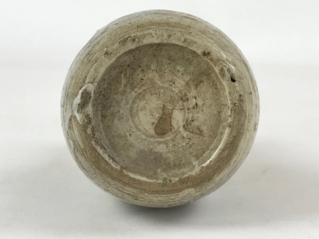 Japanese Tokkuri Sake Bottle Ceramic Vtg Gray Black Ideograms Poem TS589