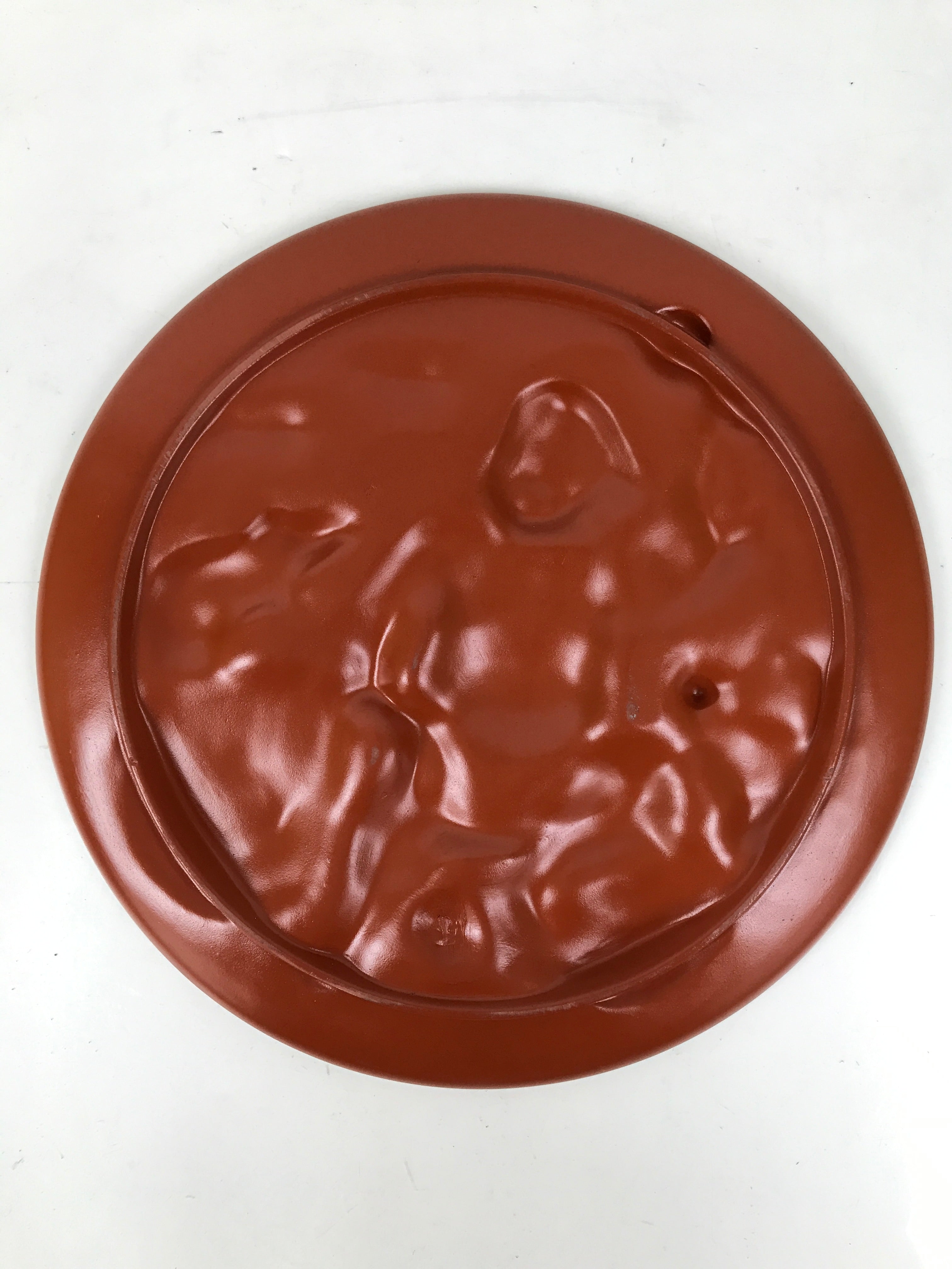 Japanese Tokoname Ware Ceramic Decorative Plate Brown Lucky God Daikokuten PX800
