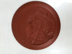 Japanese Tokoname Ware Ceramic Decorative Plate Brown Zodiac Rat Rice Bale PX798