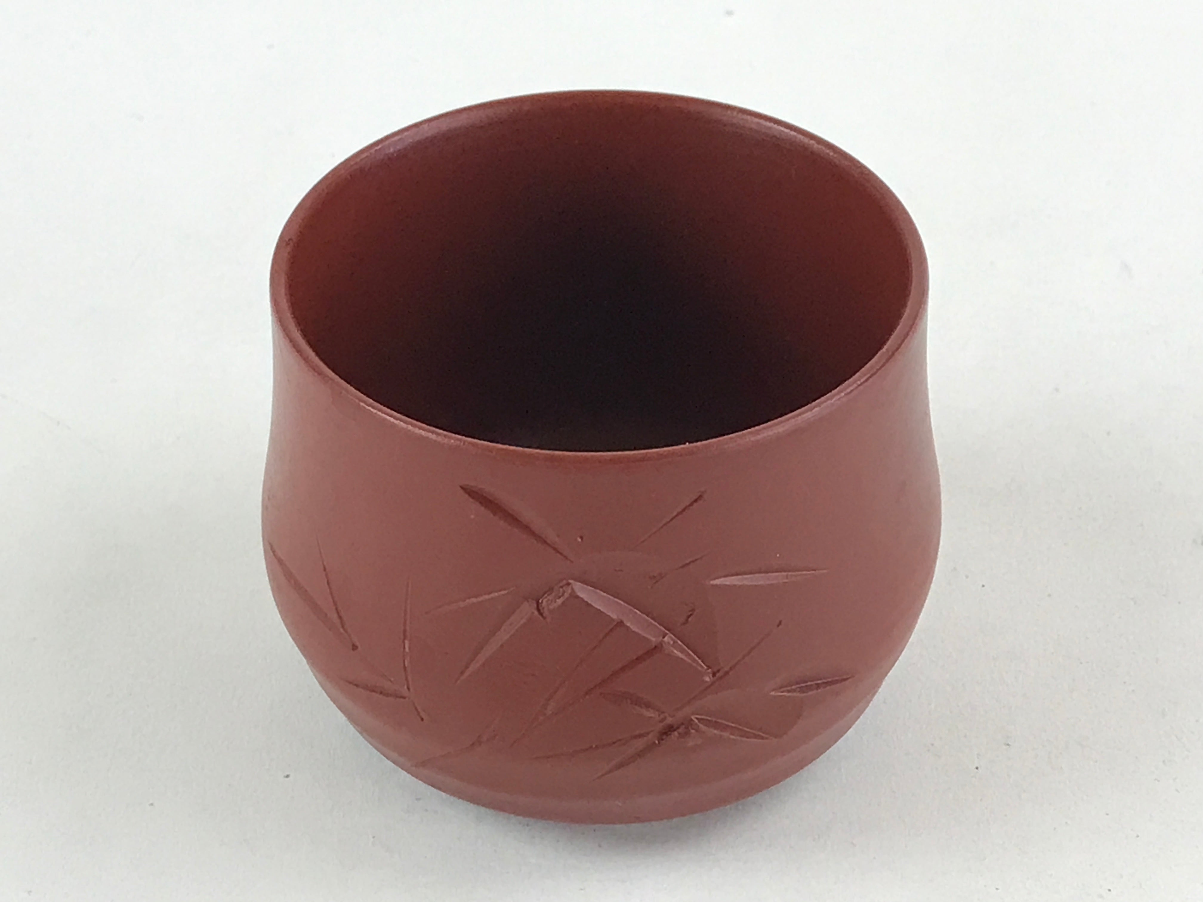 Japanese Tokoname Ware Ceramic Teacup Vtg Pottery Yunomi Brown Bamboo TC374