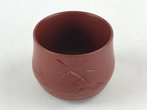 Japanese Tokoname Ware Ceramic Teacup Vtg Pottery Yunomi Brown Bamboo TC374