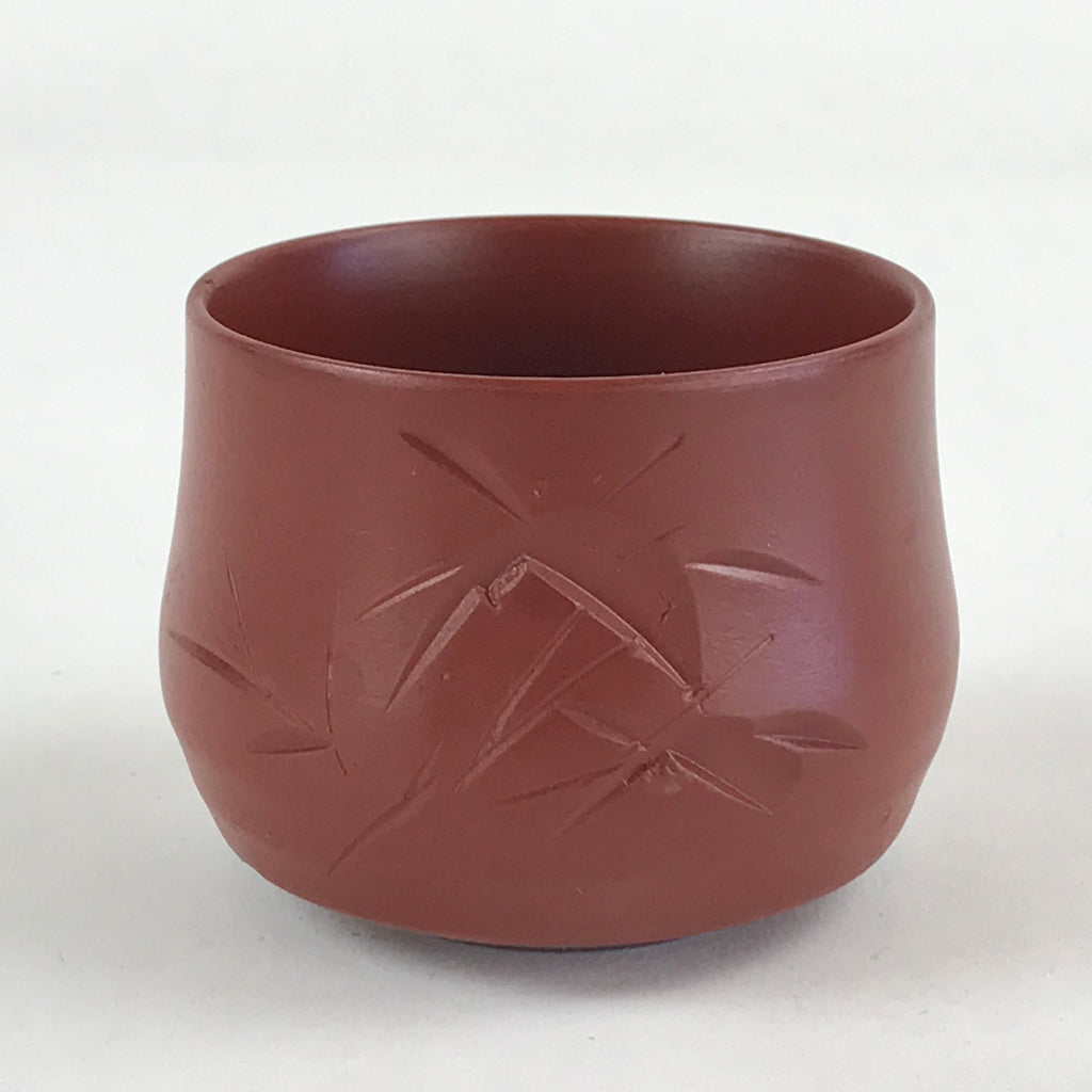 Japanese Tokoname Ware Ceramic Teacup Vtg Pottery Yunomi Brown Bamboo TC374