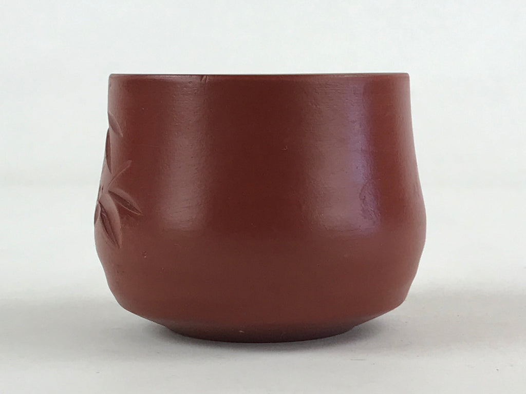 Japanese Tokoname Ware Ceramic Teacup Vtg Pottery Yunomi Brown Bamboo TC376