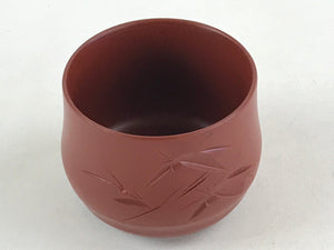 Japanese Tokoname Ware Ceramic Teacup Vtg Pottery Yunomi Brown Bamboo TC376