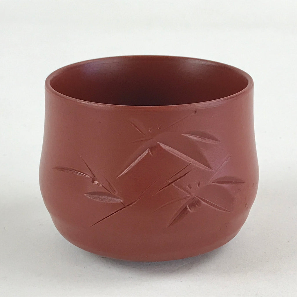 Japanese Tokoname Ware Ceramic Teacup Vtg Pottery Yunomi Brown Bamboo TC376