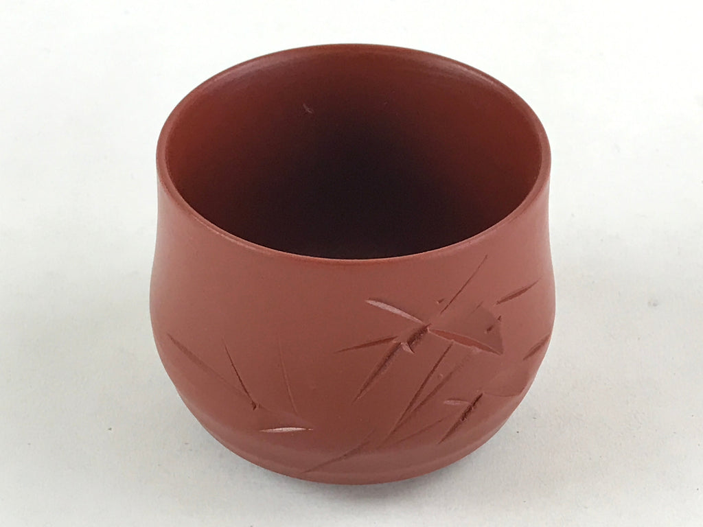 Japanese Tokoname Ware Ceramic Teacup Vtg Pottery Yunomi Brown Bamboo TC377