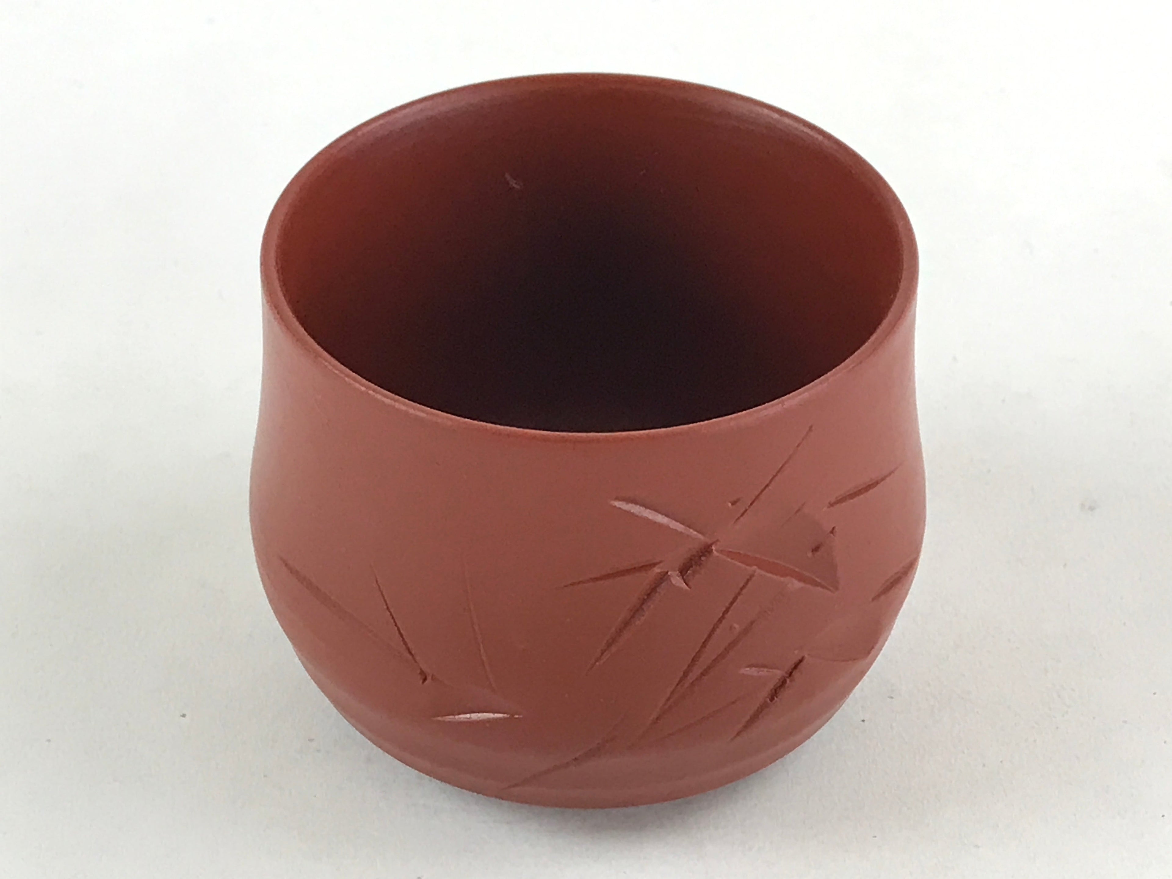 Japanese Tokoname Ware Ceramic Teacup Vtg Pottery Yunomi Brown Bamboo TC377