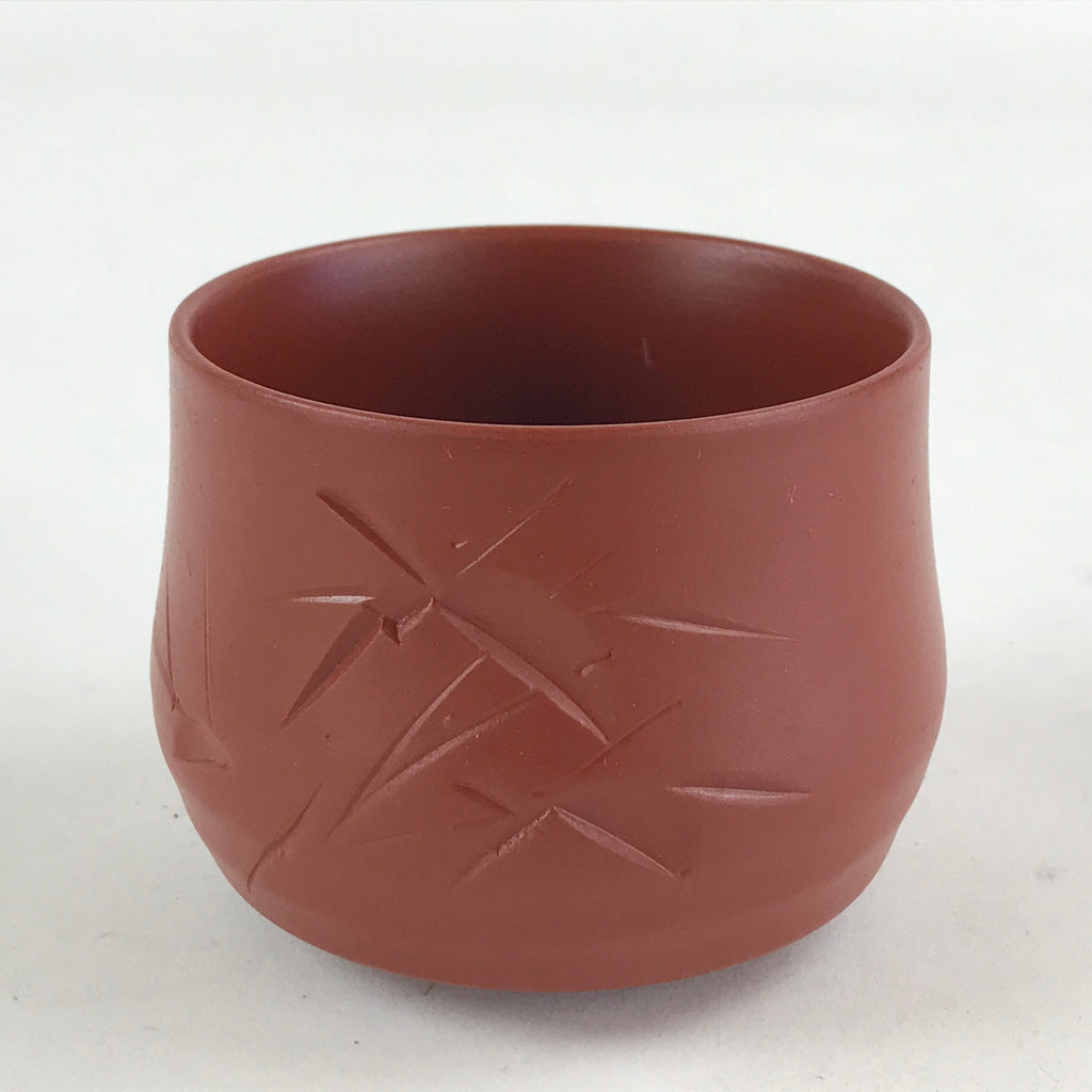 Japanese Tokoname Ware Ceramic Teacup Vtg Pottery Yunomi Brown Bamboo TC377
