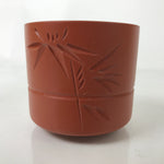 Japanese Tokoname Ware Ceramic Teacup Vtg Pottery Yunomi Brown Bamboo TC535