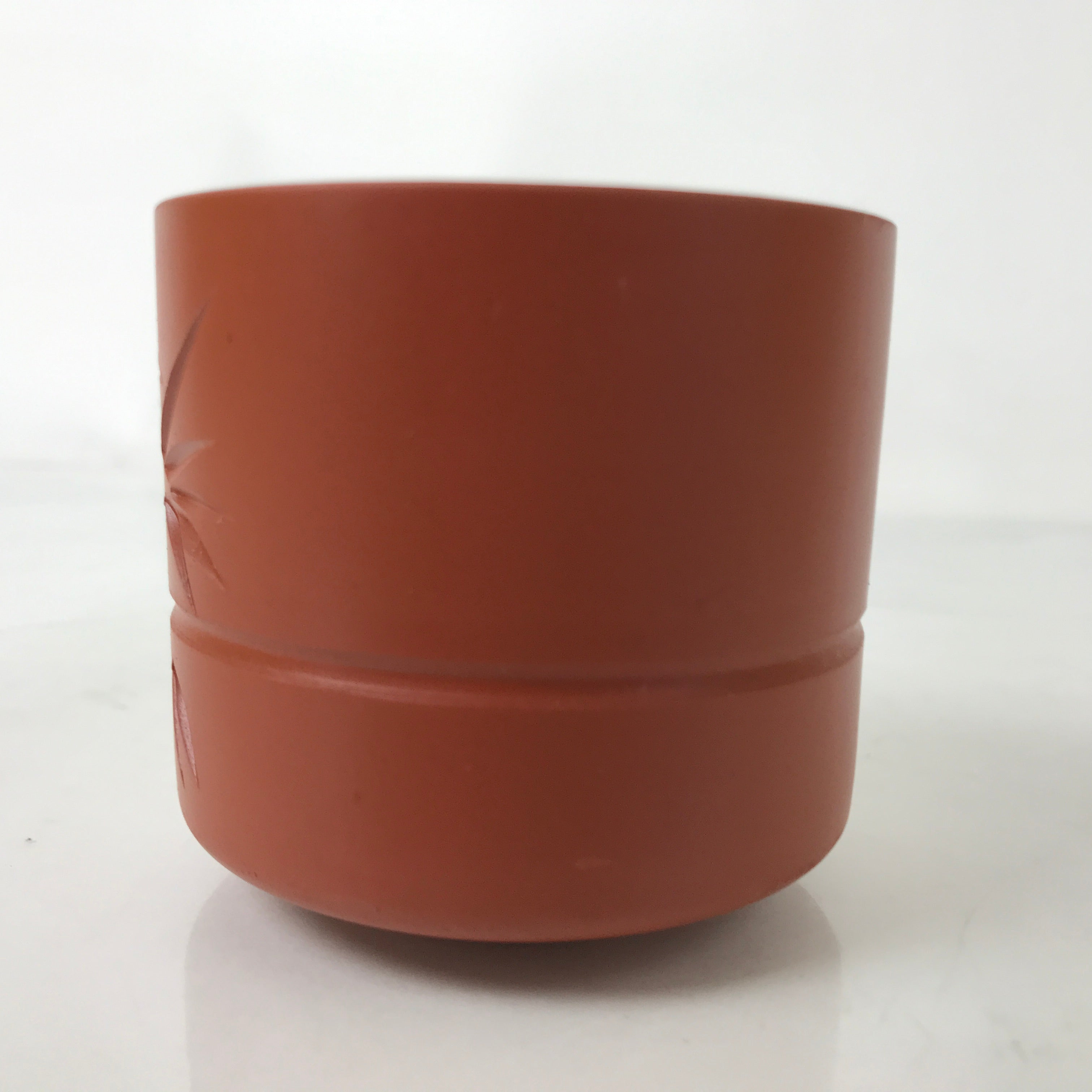 Japanese Tokoname Ware Ceramic Teacup Vtg Pottery Yunomi Brown Bamboo TC535