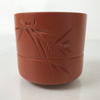 Japanese Tokoname Ware Ceramic Teacup Vtg Pottery Yunomi Brown Bamboo TC536