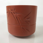 Japanese Tokoname Ware Ceramic Teacup Vtg Pottery Yunomi Brown Bamboo TC536