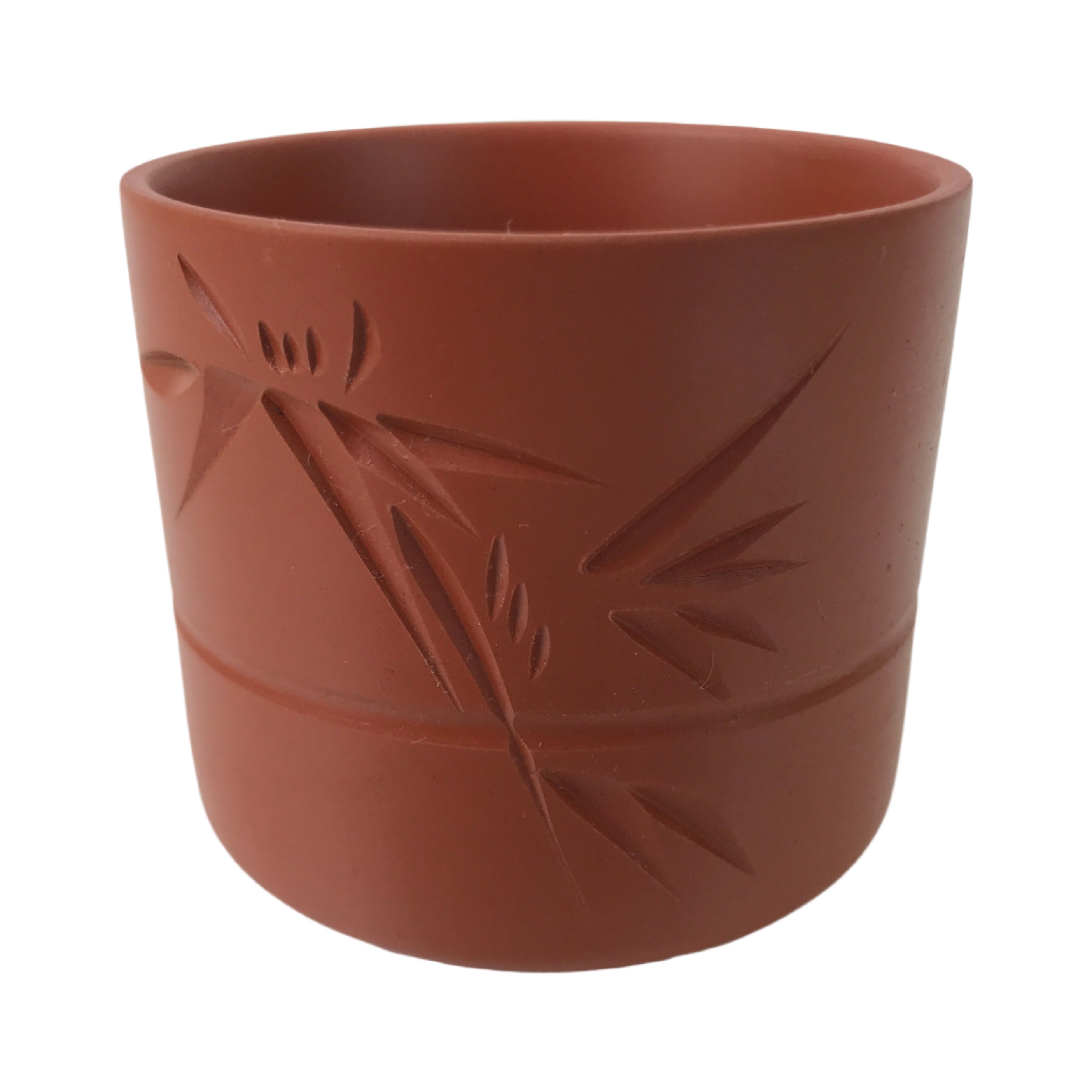 Japanese Tokoname Ware Ceramic Teacup Vtg Pottery Yunomi Brown Bamboo TC536