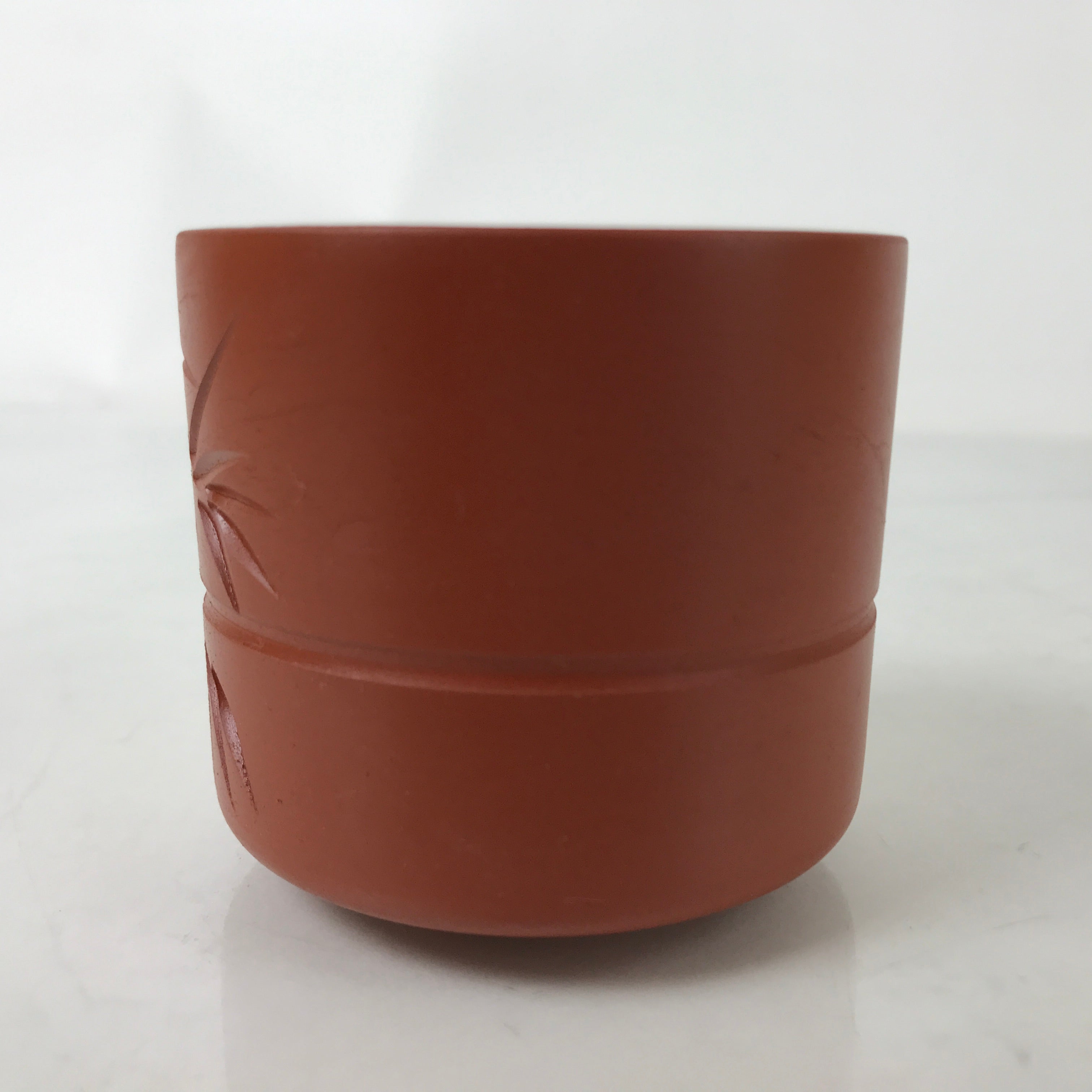 Japanese Tokoname Ware Ceramic Teacup Vtg Pottery Yunomi Brown Bamboo TC537