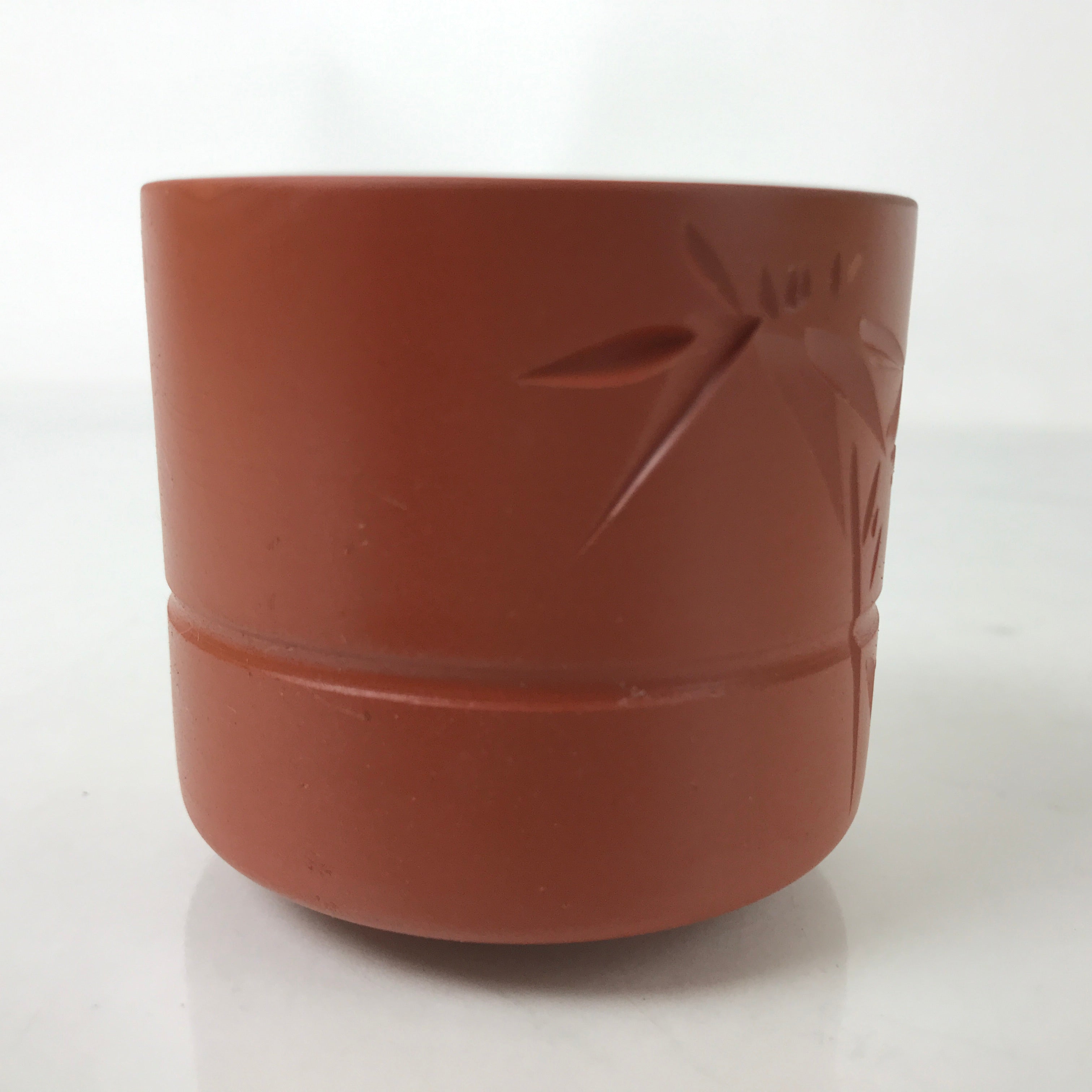 Japanese Tokoname Ware Ceramic Teacup Vtg Pottery Yunomi Brown Bamboo TC538